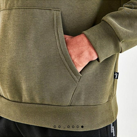 NWT Men's Puma Logo Hoodie - Dark Olive - Picture 7 of 11